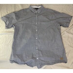 Outpost Makers Shirt Mens XL Blue Geometric Short Sleeve Button Up Casual Cotton